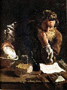 Domenico  Feti Archimedes Thoughtful oil on canvas